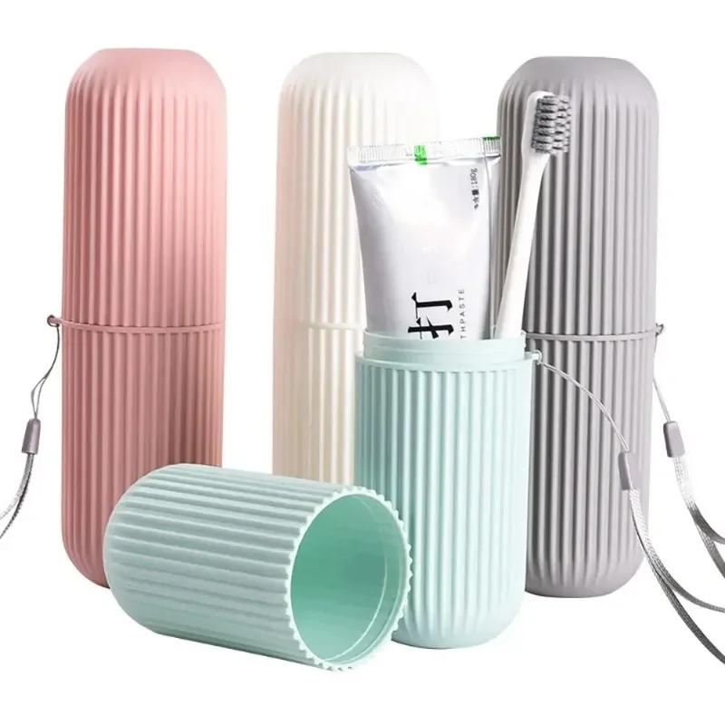 Home Creation Bathroom - Travel Toothbrush Cup Box Round Plastic