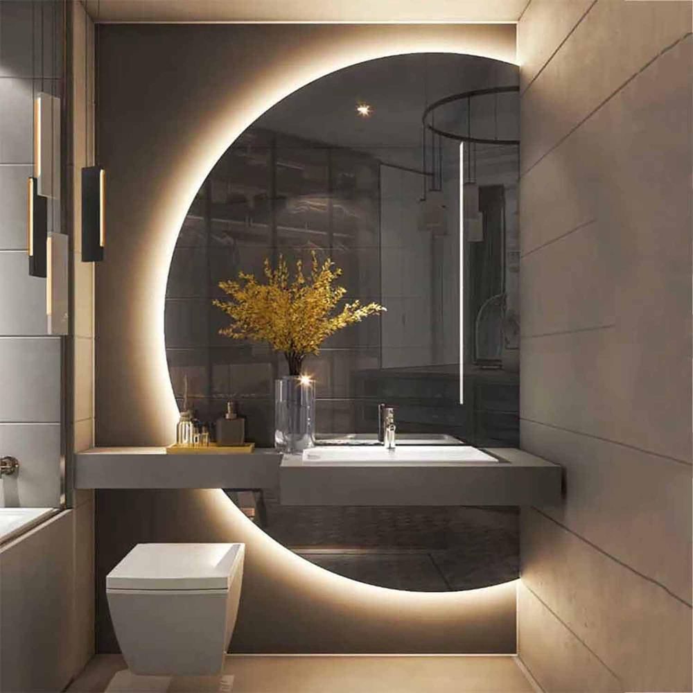 Home Bathroom Vanity - 51x35 Semicircle LED Lighted Vanity Mirror