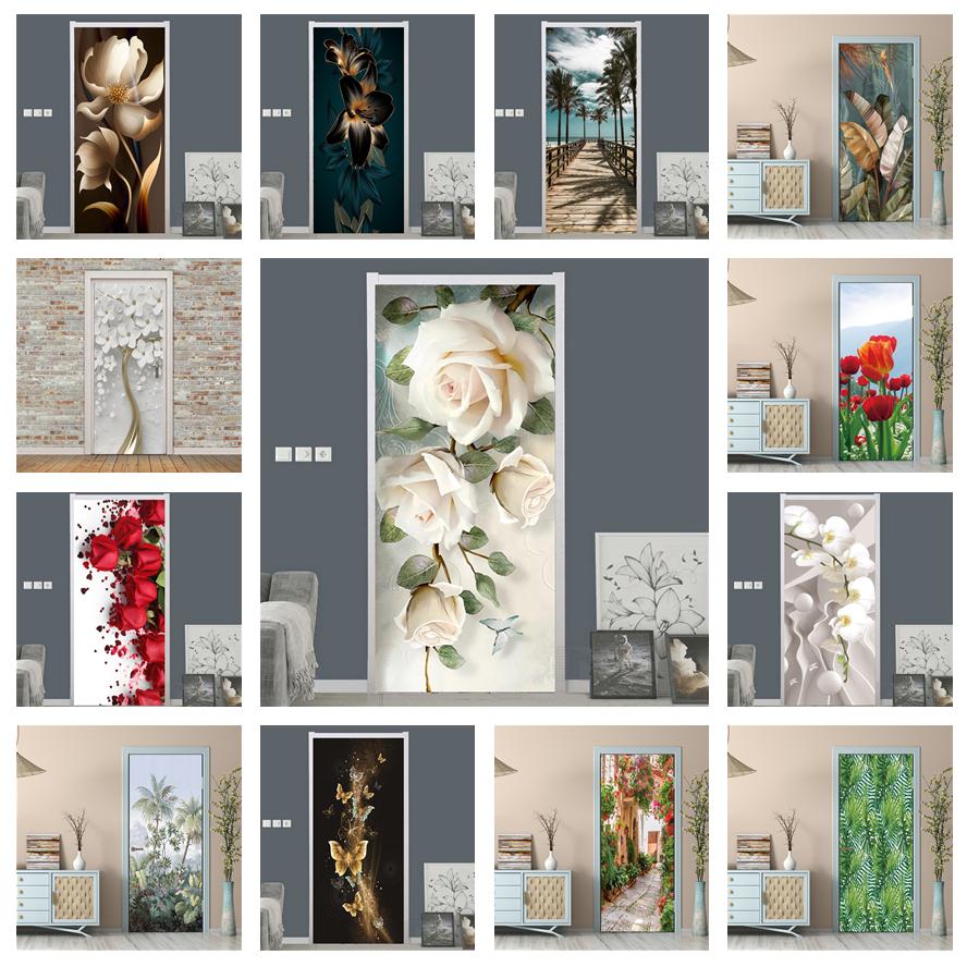 Home Bathroom Wallpaper - White Rose Flower Wallpaper For Door