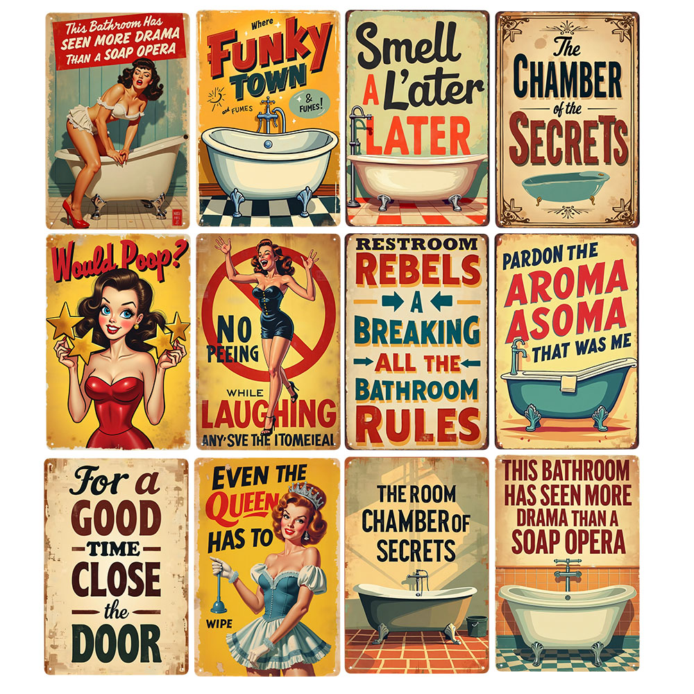 Funny Bathroom Rules Vintage M - Home Bathroom Ideas recensie en prijs