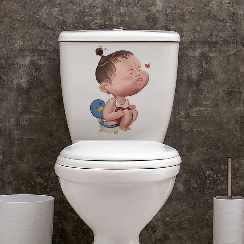 Cartoon Funny Child Toilet Sti - Home Bathroom Wallpaper recensie en prijs