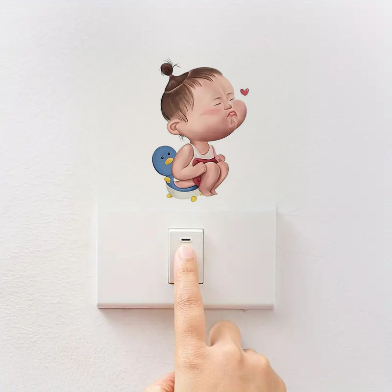 Cartoon Funny Child Toilet Sti - Home Bathroom Wallpaper recensie en prijs
