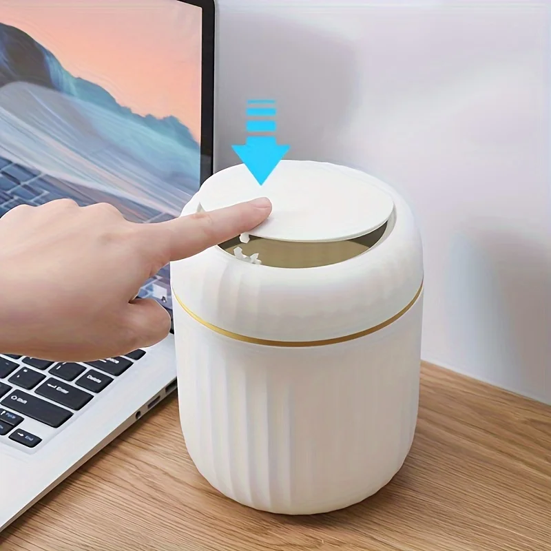Mini Desktop Trash Can with Li - Home Bathroom Trash Can recensie en prijs
