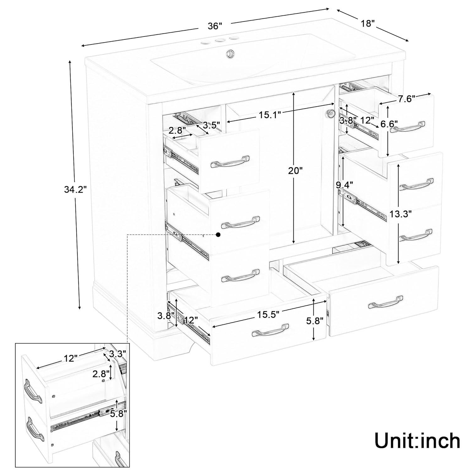 36in Bathroom Vanity Cabinet w - Home Bathroom Sink recensie en prijs