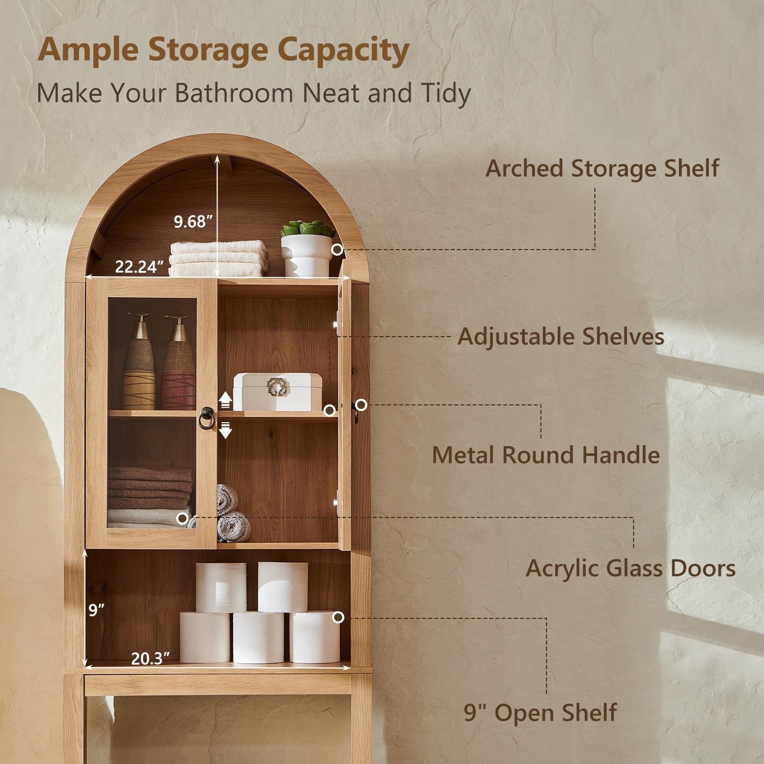 Arched Over The Toilet Storage - Home Goods Bathroom Cabinets recensie en prijs