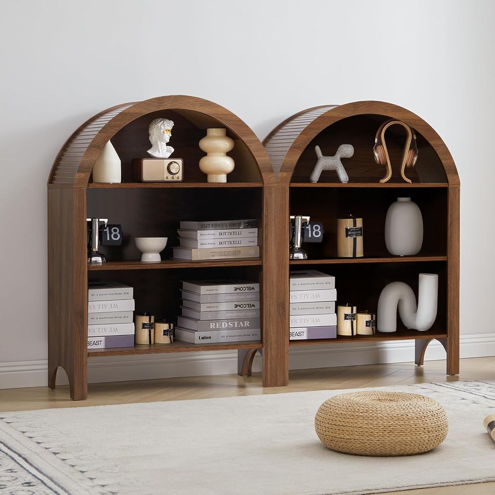 Walnut 3-Shelf Arched Bookcase - Home & Bathroom Building Products Pte Ltd Reviews recensie en prijs