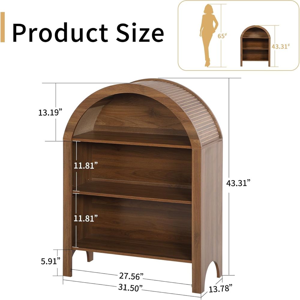 Walnut 3-Shelf Arched Bookcase - Home & Bathroom Building Products Pte Ltd Reviews recensie en prijs
