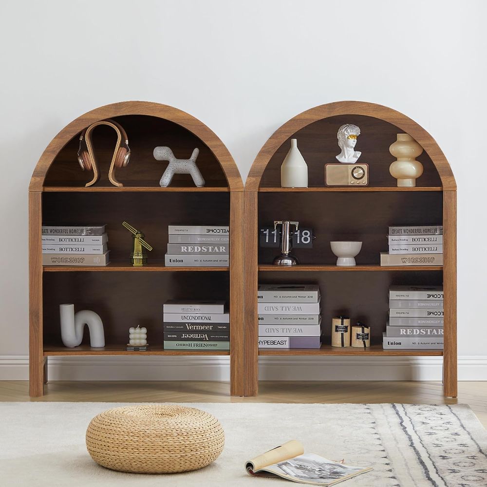 Walnut 3-Shelf Arched Bookcase - Home & Bathroom Building Products Pte Ltd Reviews recensie en prijs