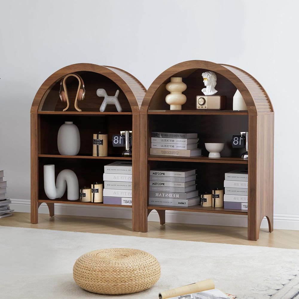 Walnut 3-Shelf Arched Bookcase - Home & Bathroom Building Products Pte Ltd Reviews recensie en prijs