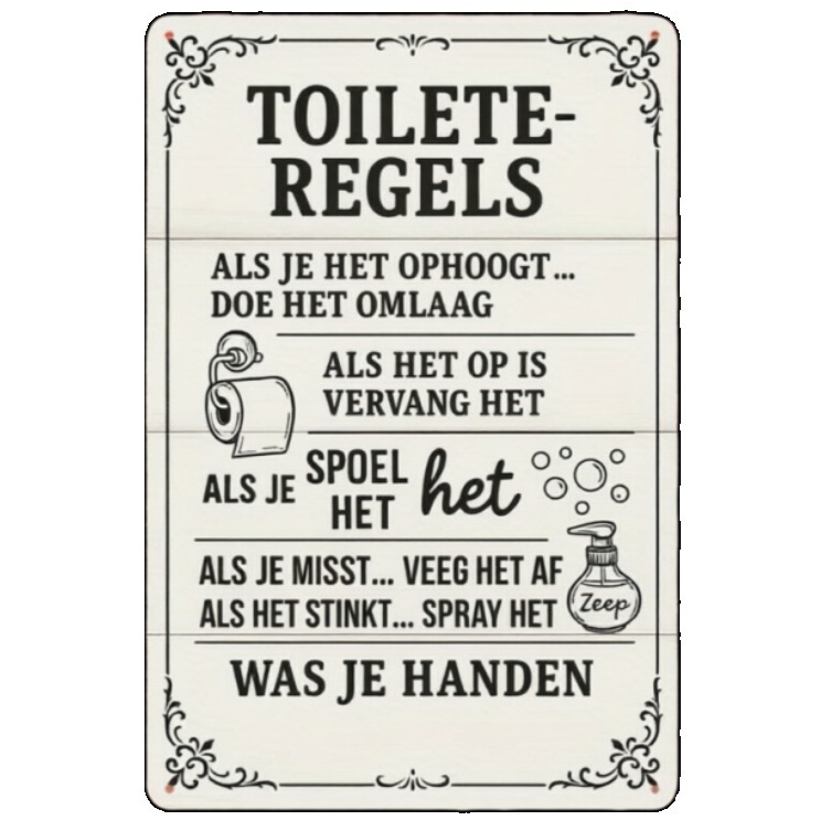 2D Dutch Bathroom Rules Metal  - Home Bathroom Etiquette recensie en prijs