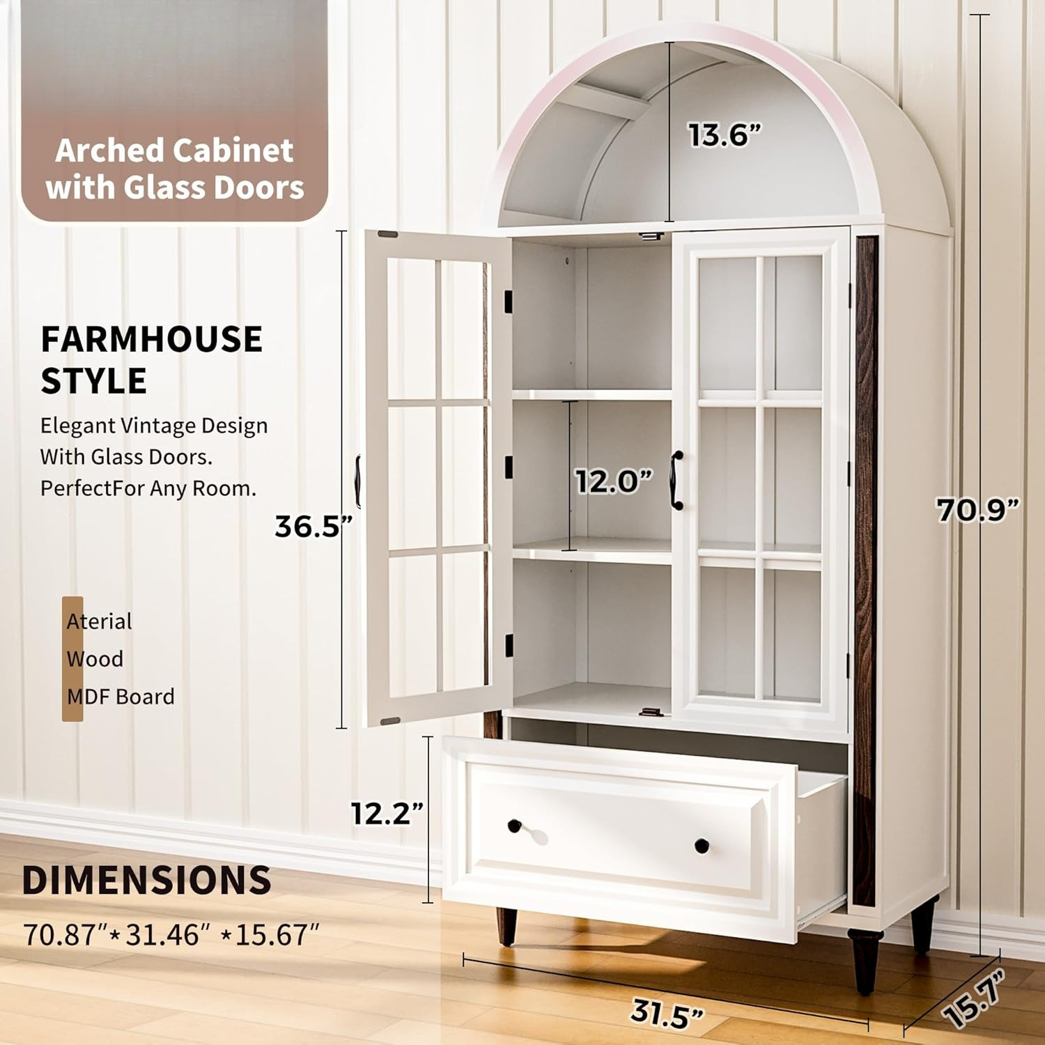 71” Handcrafted Arched Bookcas - Home & Bathroom Building Products Pte Ltd Reviews recensie en prijs