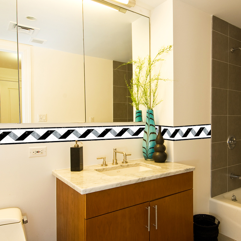 Black White Stripe Baseboard W - Home Bathroom Wallpaper recensie en prijs