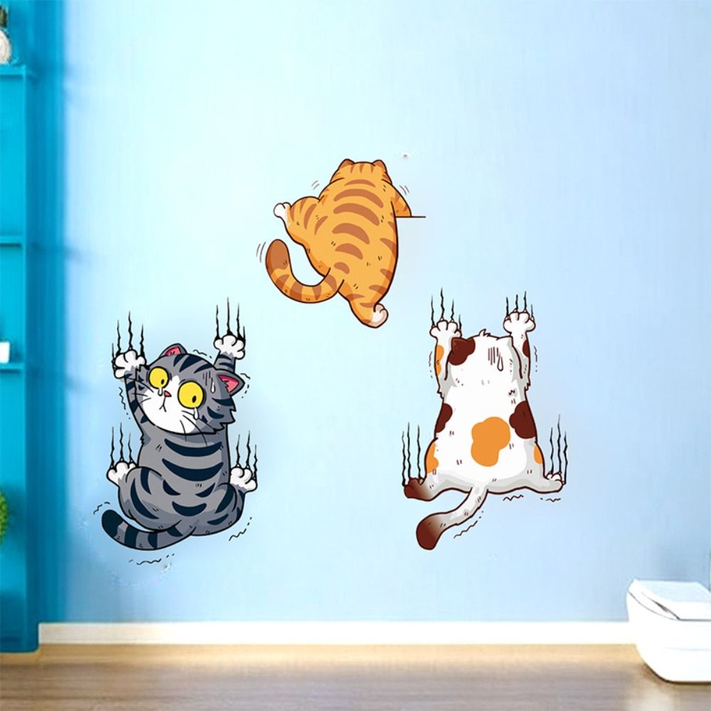 3 PCS/SET Cute Cat Wall Sticke - Home Bathroom Wallpaper recensie en prijs