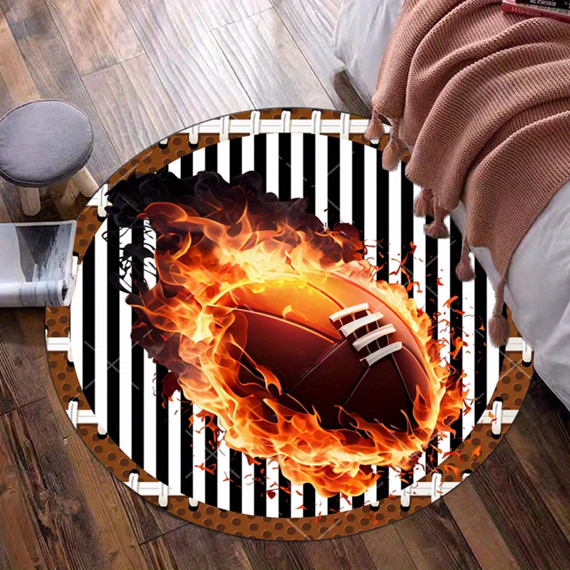 Flaming Football Round Rug for - Home Bathroom Ideas recensie en prijs