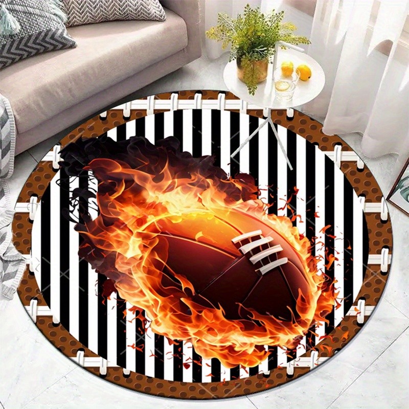Flaming Football Round Rug for - Home Bathroom Ideas recensie en prijs