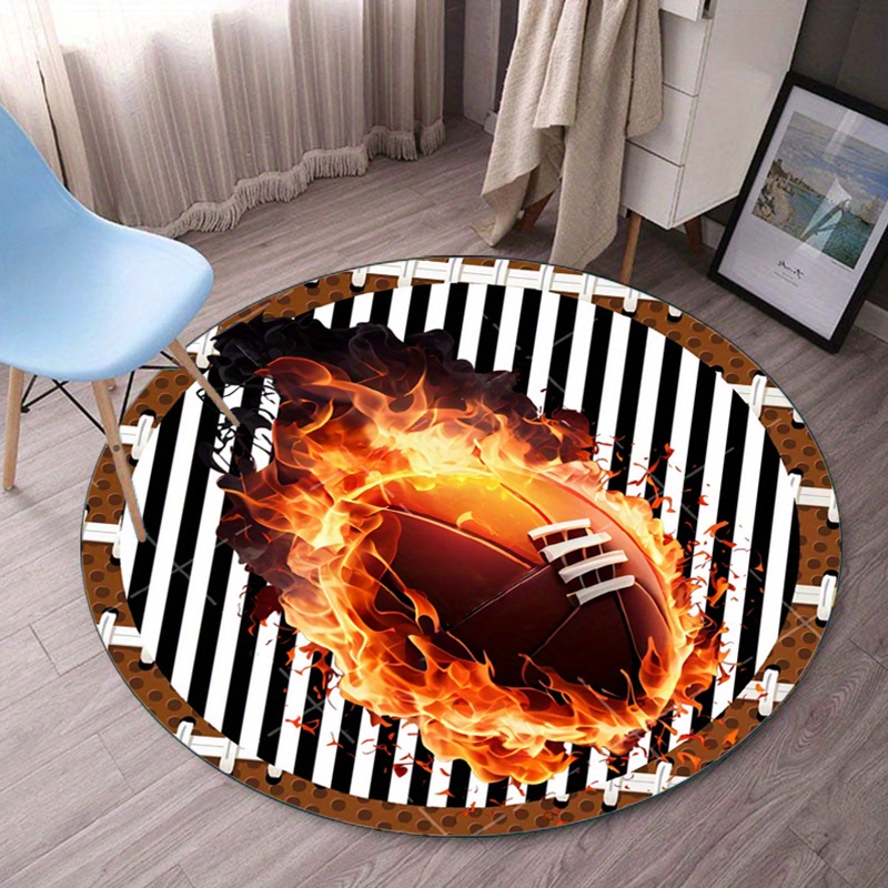 Flaming Football Round Rug for - Home Bathroom Ideas recensie en prijs