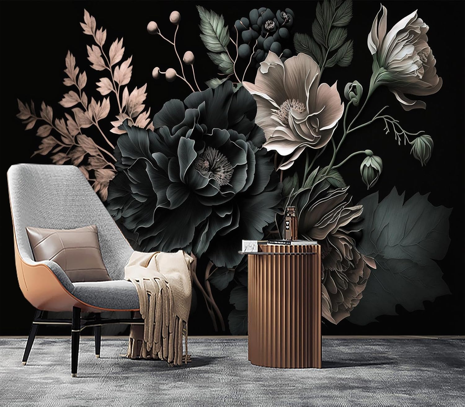 Dramatic Dark Floral Botanical - Home Bathroom Wallpaper recensie en prijs