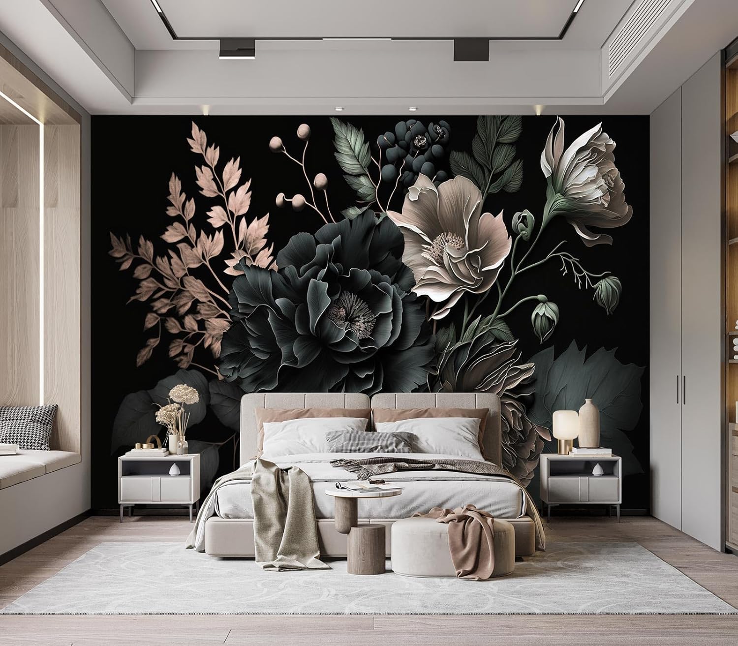 Dramatic Dark Floral Botanical - Home Bathroom Wallpaper recensie en prijs
