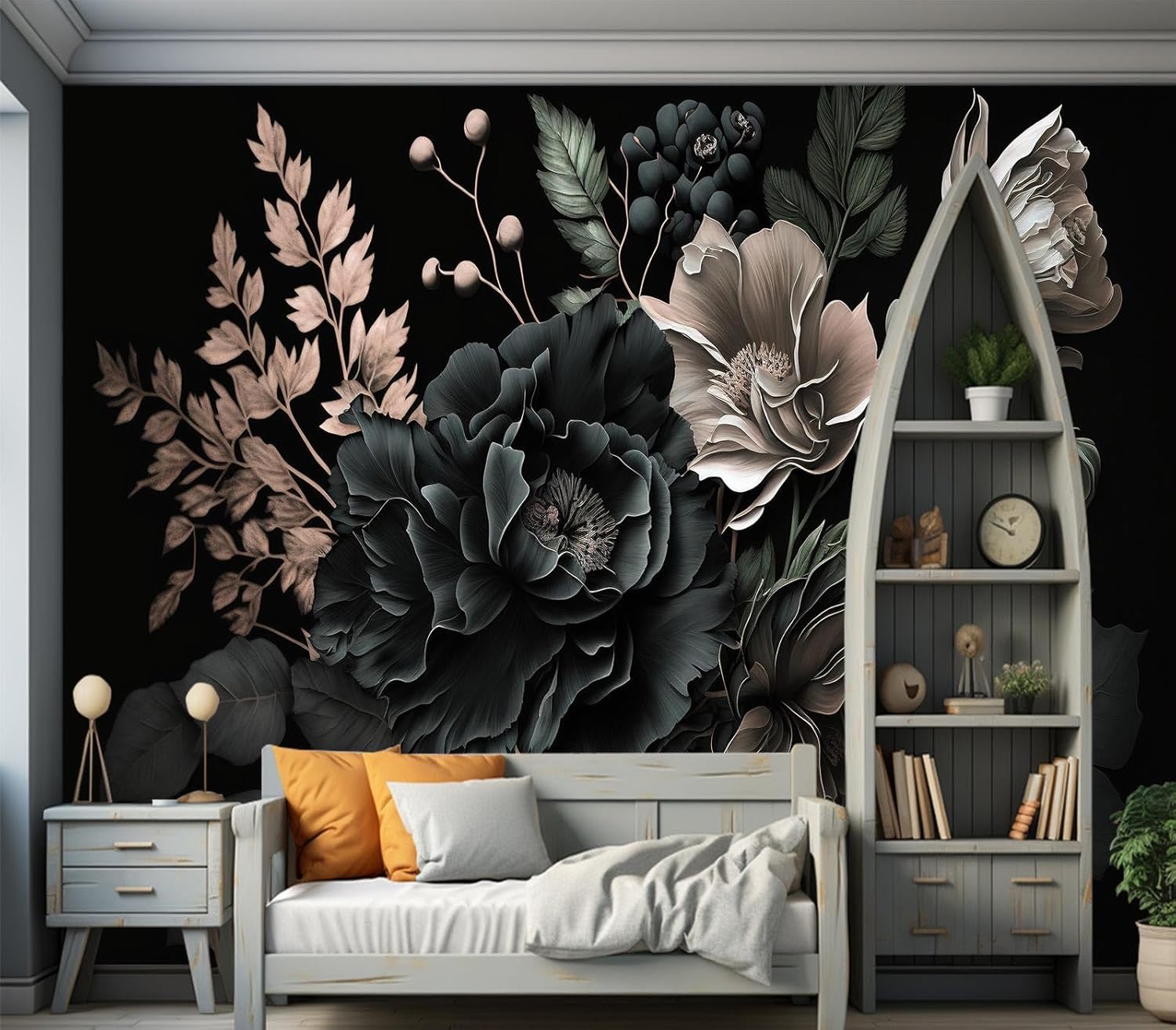 Dramatic Dark Floral Botanical - Home Bathroom Wallpaper recensie en prijs