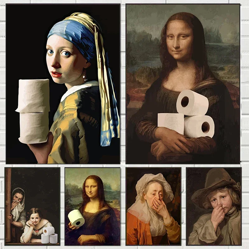 Funny Mona Lisa Wearing Pearls - Home Bathroom Wallpaper recensie en prijs