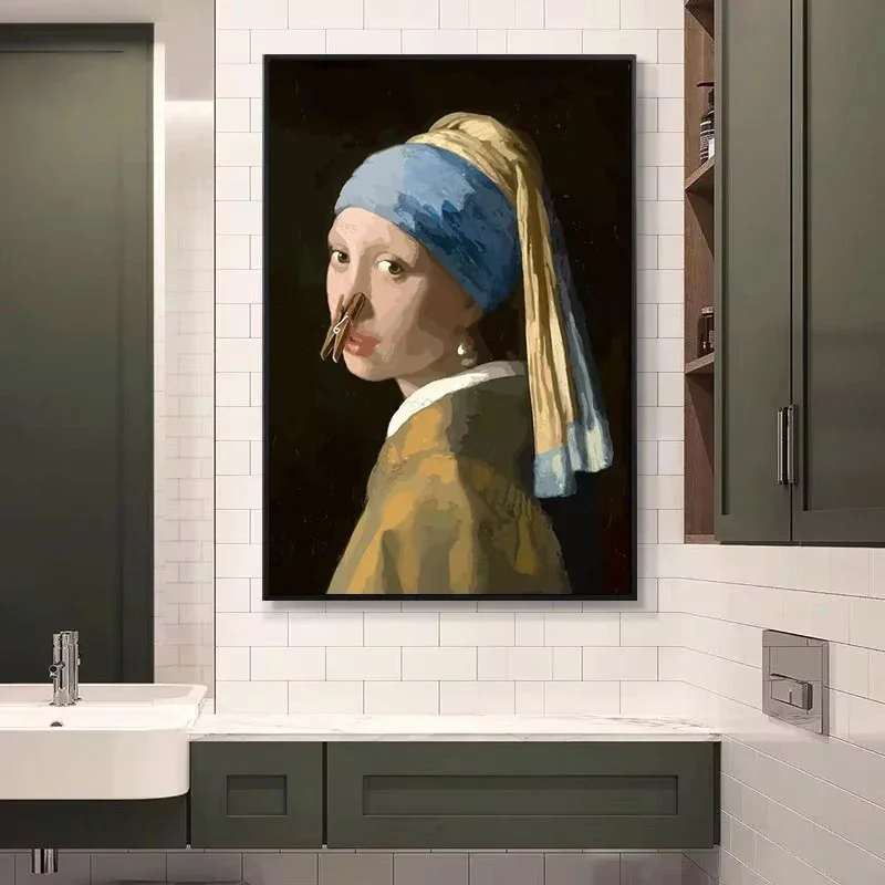 Funny Mona Lisa Wearing Pearls - Home Bathroom Wallpaper recensie en prijs