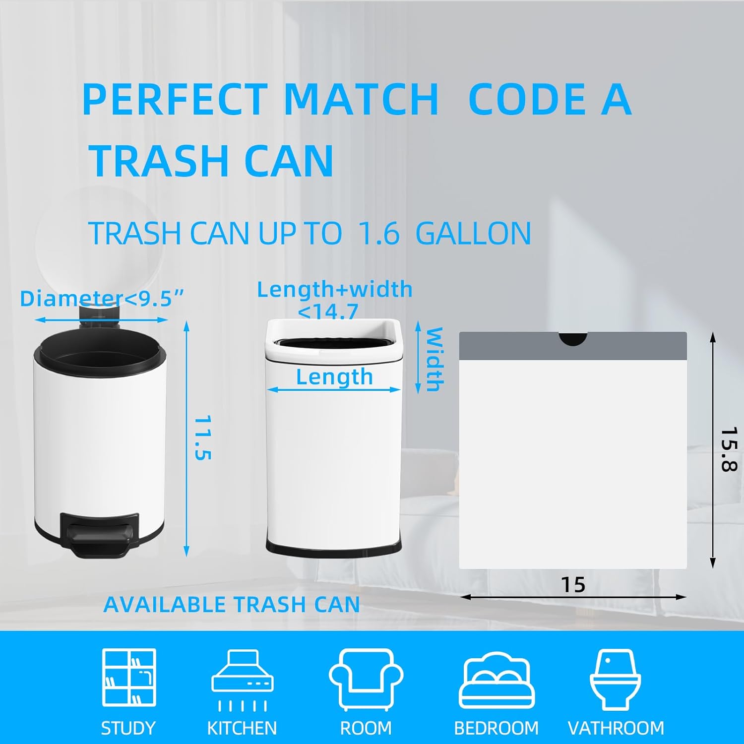 1.6 Gallon Mini Drawstring Tra - Home Bathroom Trash Can recensie en prijs